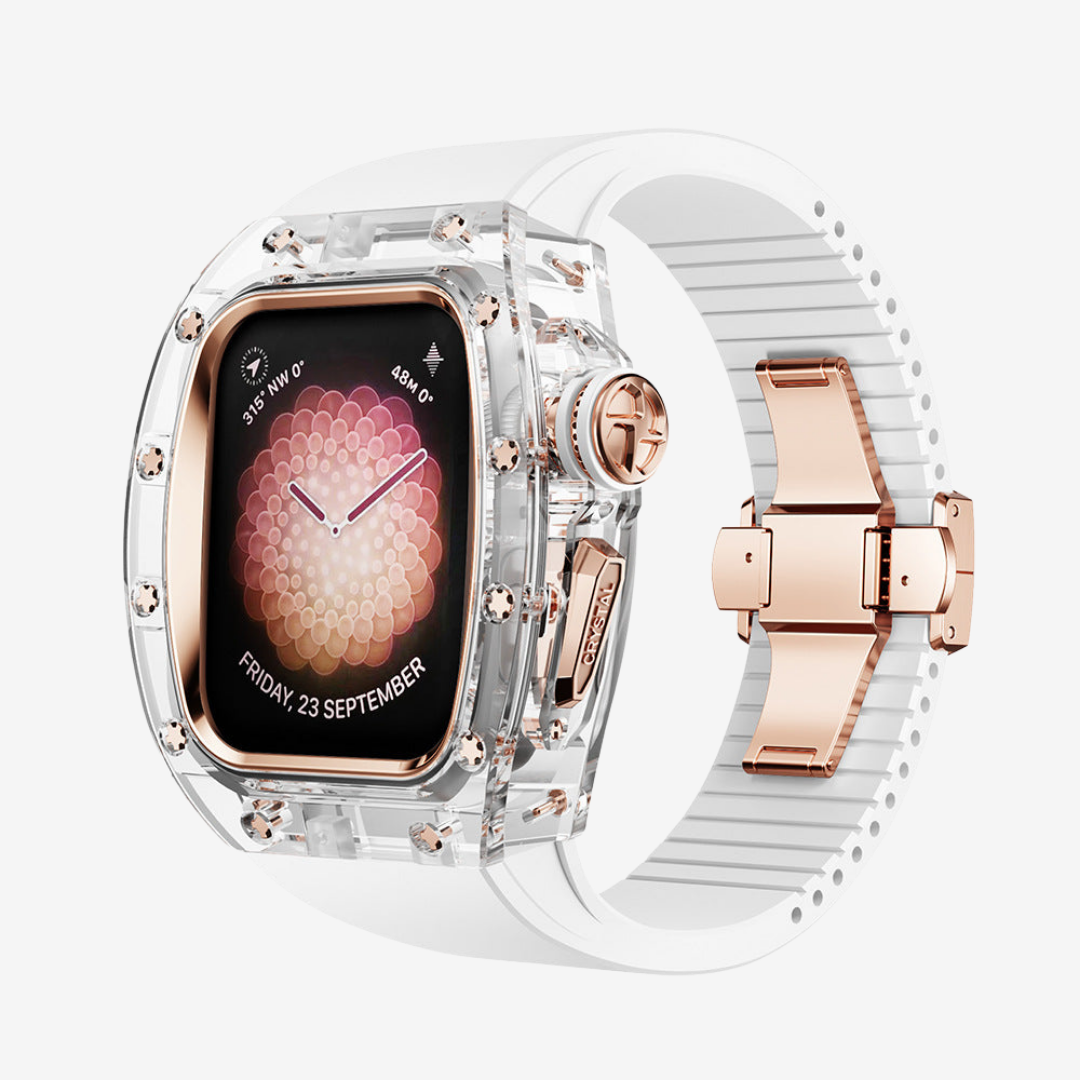 RM Crystaluxe Series - Fluororubber Band Crystal Case Retrofit Kit For Apple Watch - Watch Case