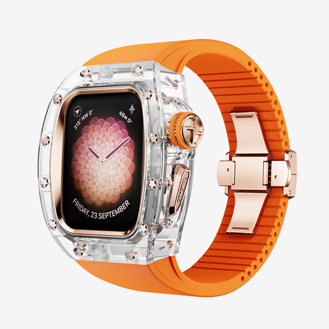 RM Crystaluxe Series - Fluororubber Band Crystal Case Retrofit Kit For Apple Watch - Watch Case