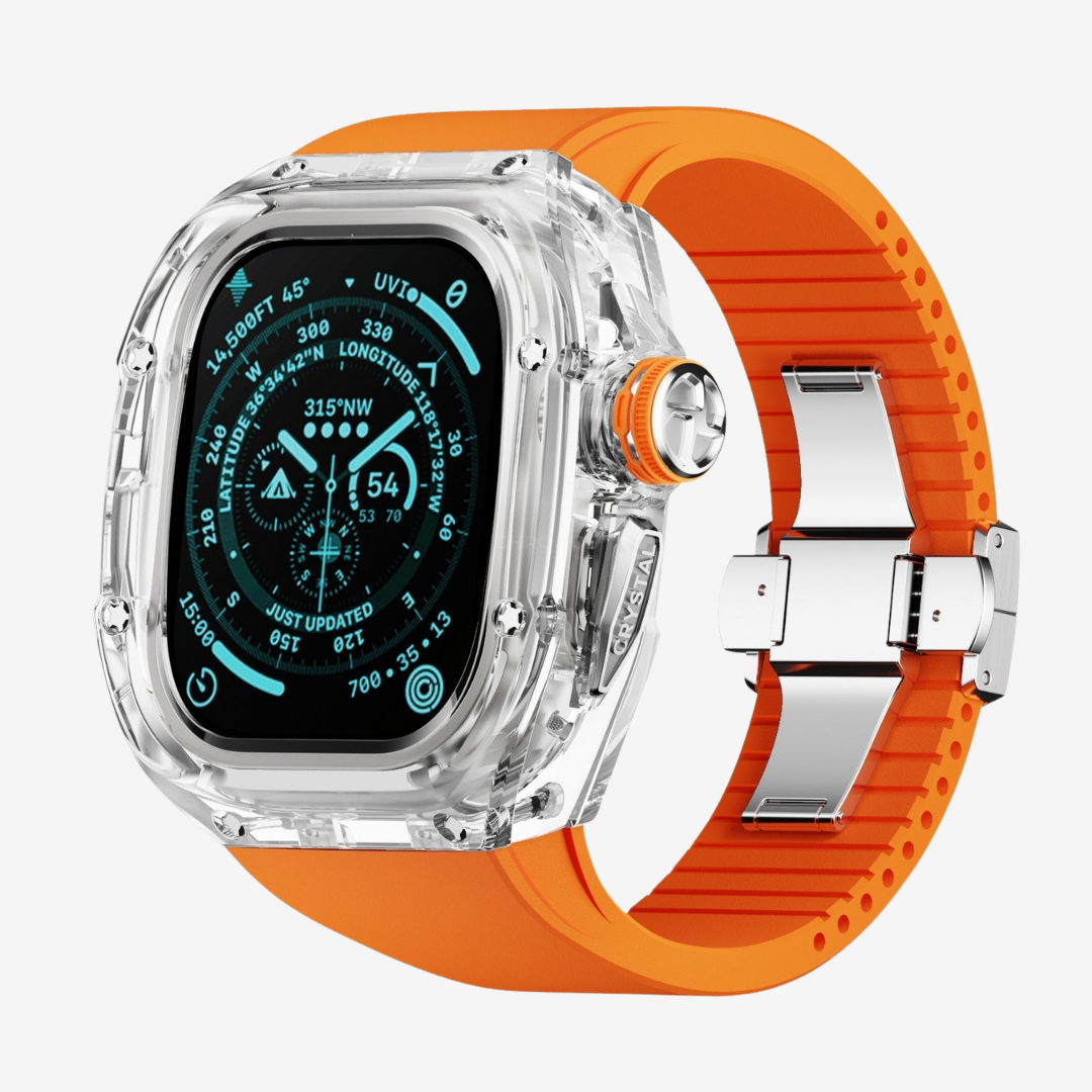 RM Crystaluxe Series - Fluororubber Band Crystal Case Retrofit Kit For Apple Watch - Watch Case