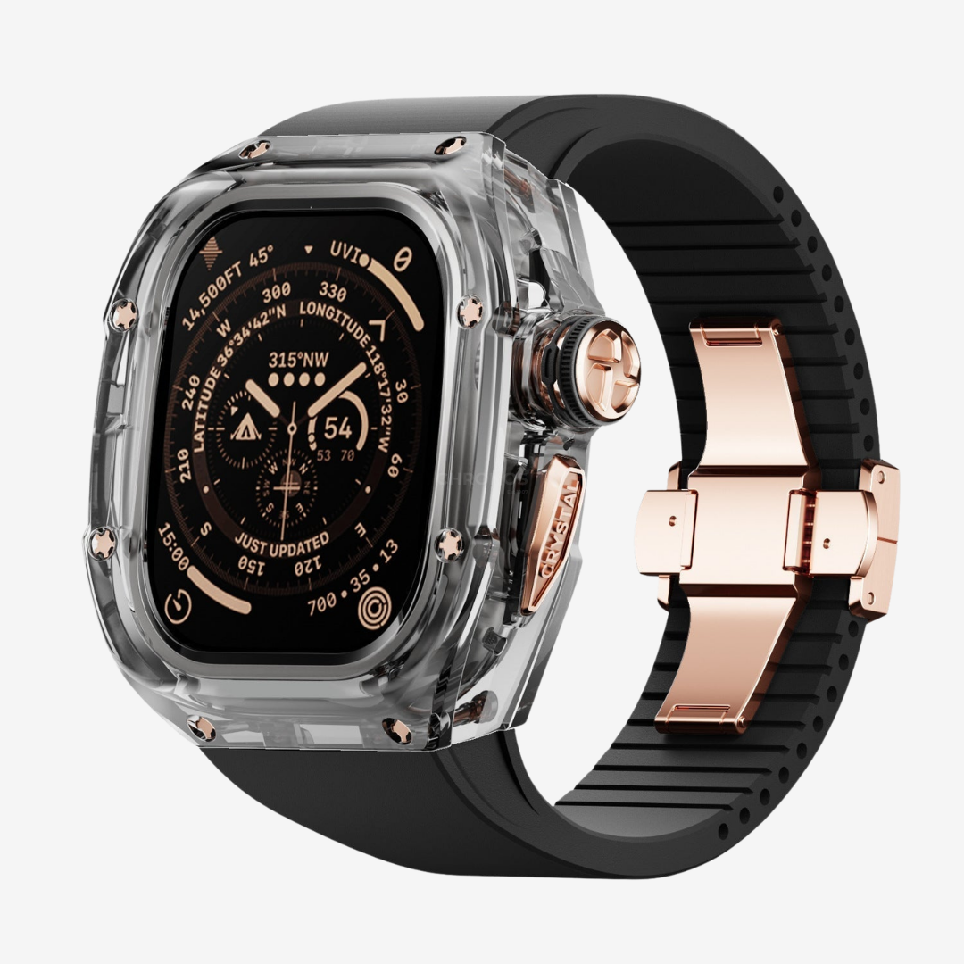 RM Crystaluxe Series - Fluororubber Band Crystal Case Retrofit Kit For Apple Watch - Watch Case