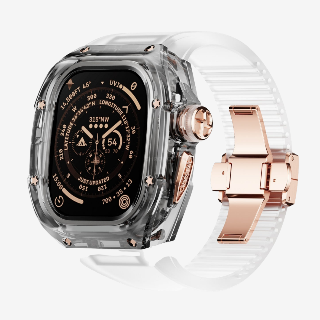 RM Crystaluxe Series - Fluororubber Band Crystal Case Retrofit Kit For Apple Watch - Watch Case