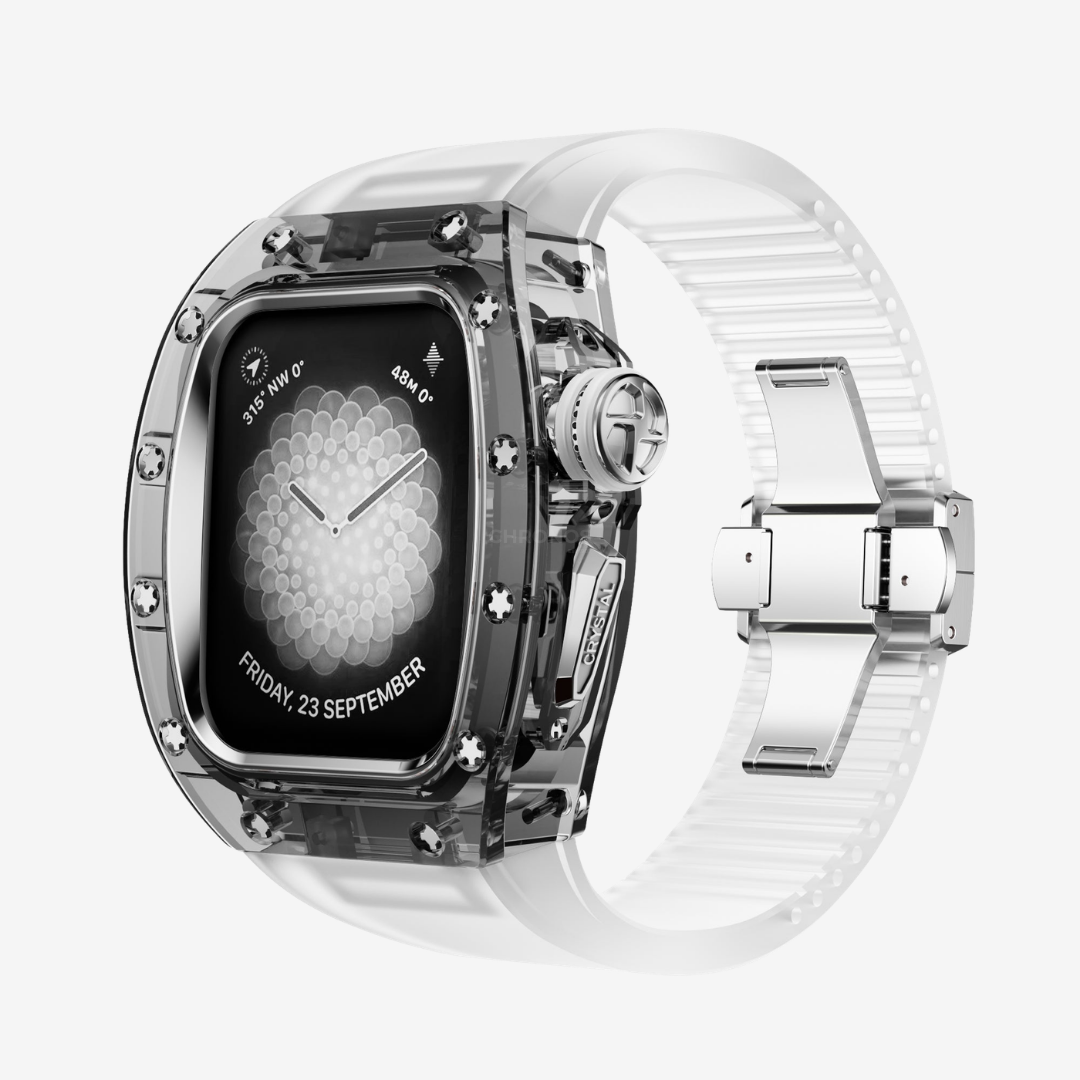 RM Crystaluxe Series - Fluororubber Band Crystal Case Retrofit Kit For Apple Watch - Watch Case