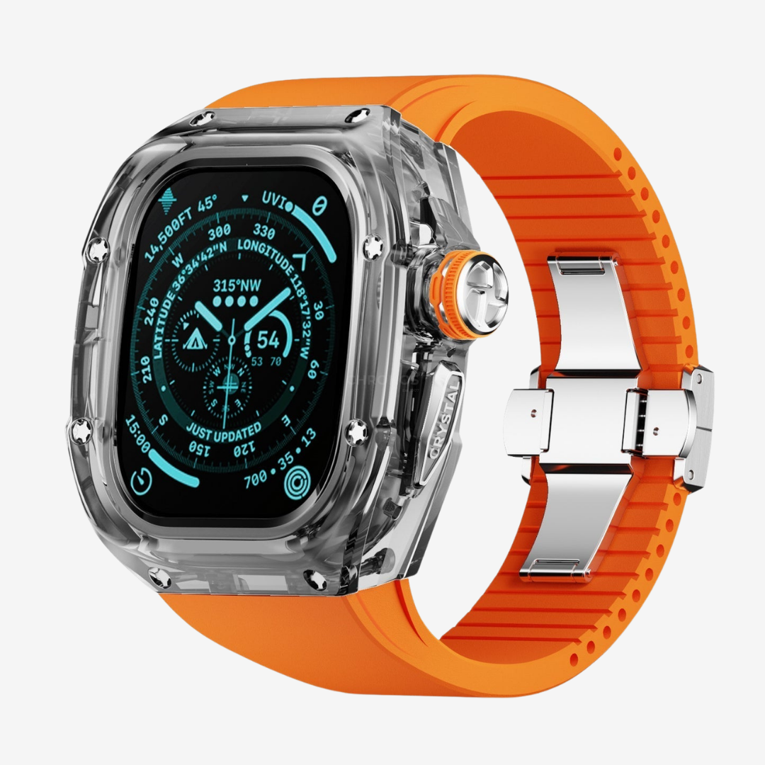 RM Crystaluxe Series - Fluororubber Band Crystal Case Retrofit Kit For Apple Watch - Watch Case