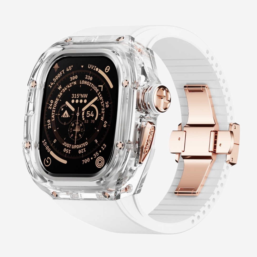 RM Crystaluxe Series - Fluororubber Band Crystal Case Retrofit Kit For Apple Watch - Watch Case