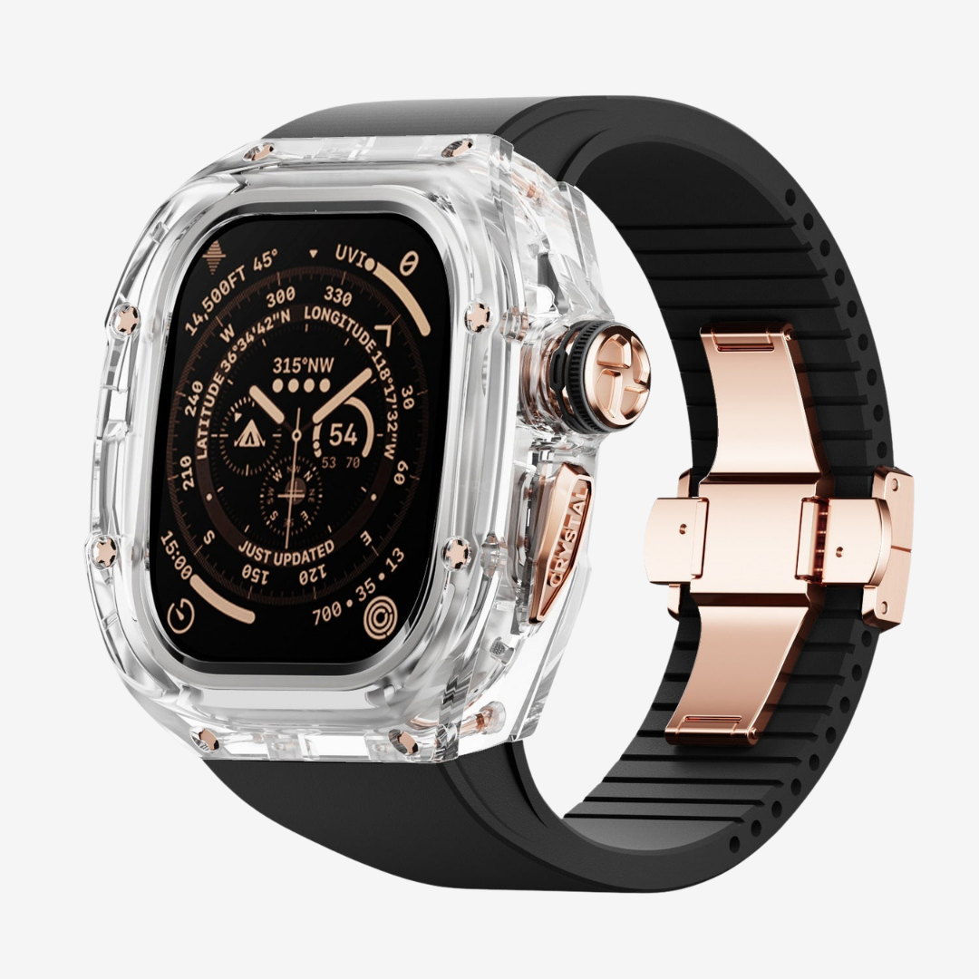 RM Crystaluxe Series - Fluororubber Band Crystal Case Retrofit Kit For Apple Watch - Watch Case