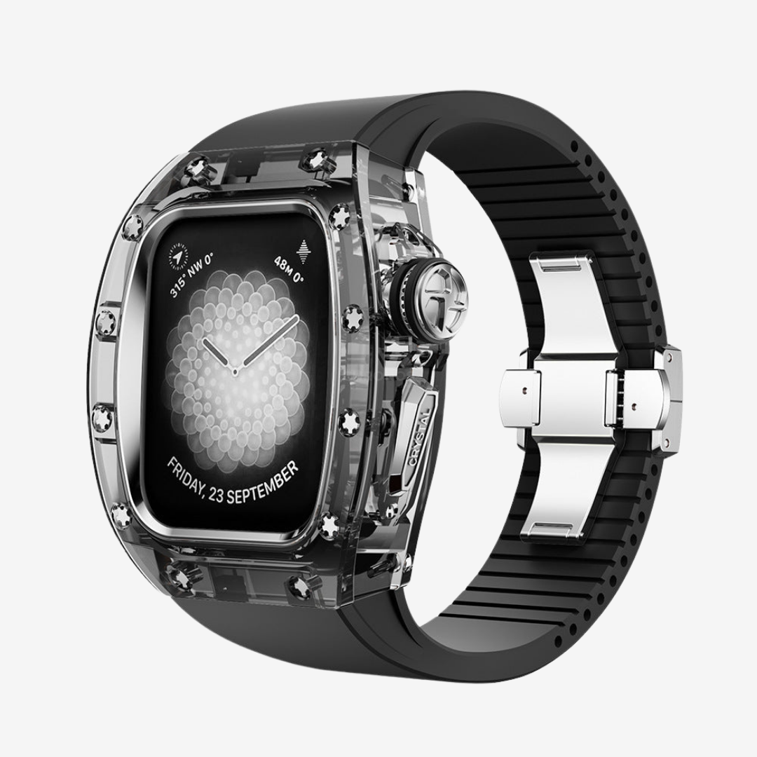 RM Crystaluxe Series - Fluororubber Band Crystal Case Retrofit Kit For Apple Watch - Watch Case