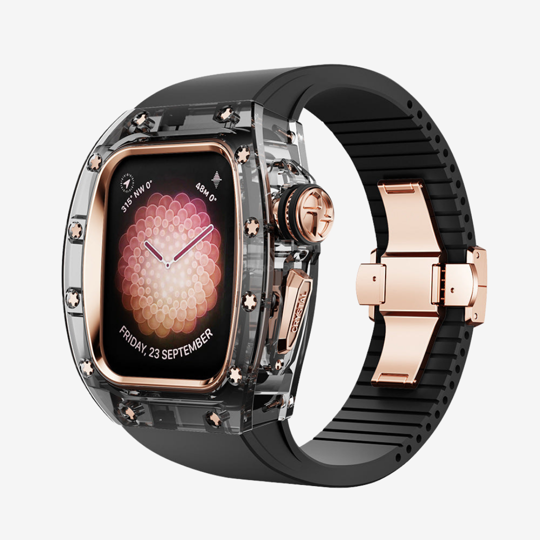 RM Crystaluxe Series - Fluororubber Band Crystal Case Retrofit Kit For Apple Watch - Watch Case