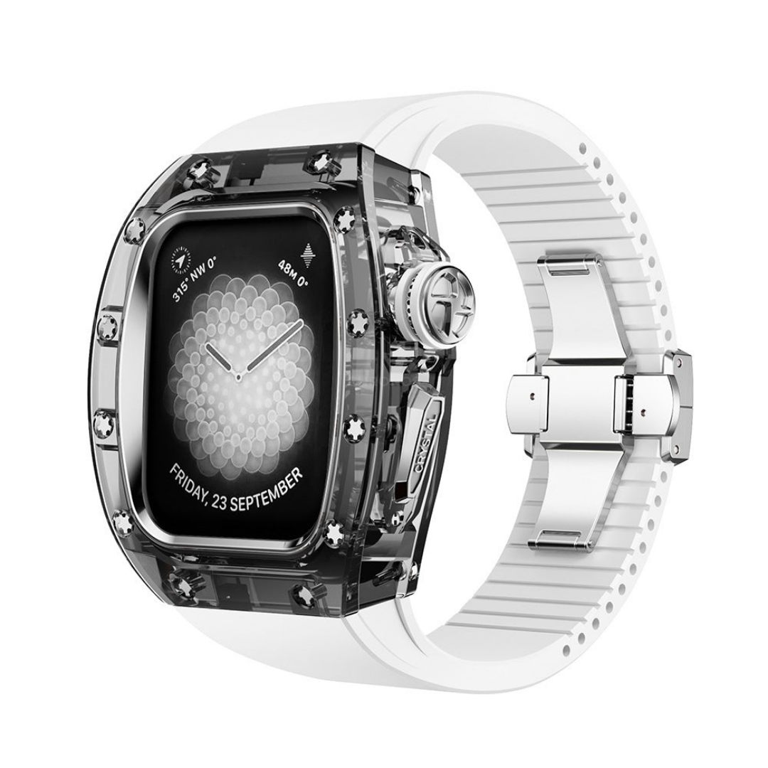 RM Crystaluxe Series - Fluororubber Band Crystal Case Retrofit Kit For Apple Watch - Watch Case