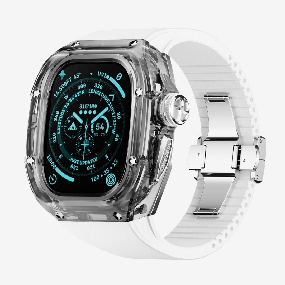 RM Crystaluxe Series - Fluororubber Band Crystal Case Retrofit Kit For Apple Watch - Watch Case