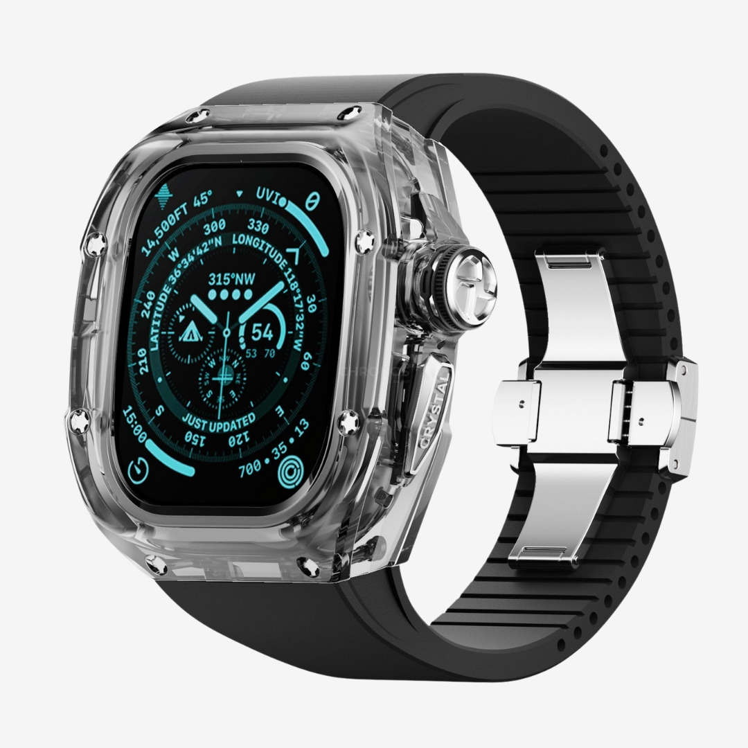 RM Crystaluxe Series - Fluororubber Band Crystal Case Retrofit Kit For Apple Watch - Watch Case
