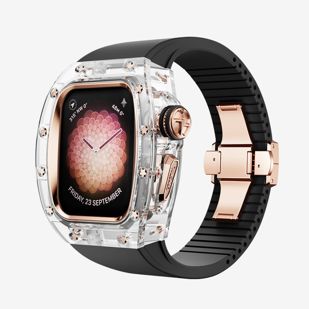 RM Crystaluxe Series - Fluororubber Band Crystal Case Retrofit Kit For Apple Watch - Watch Case
