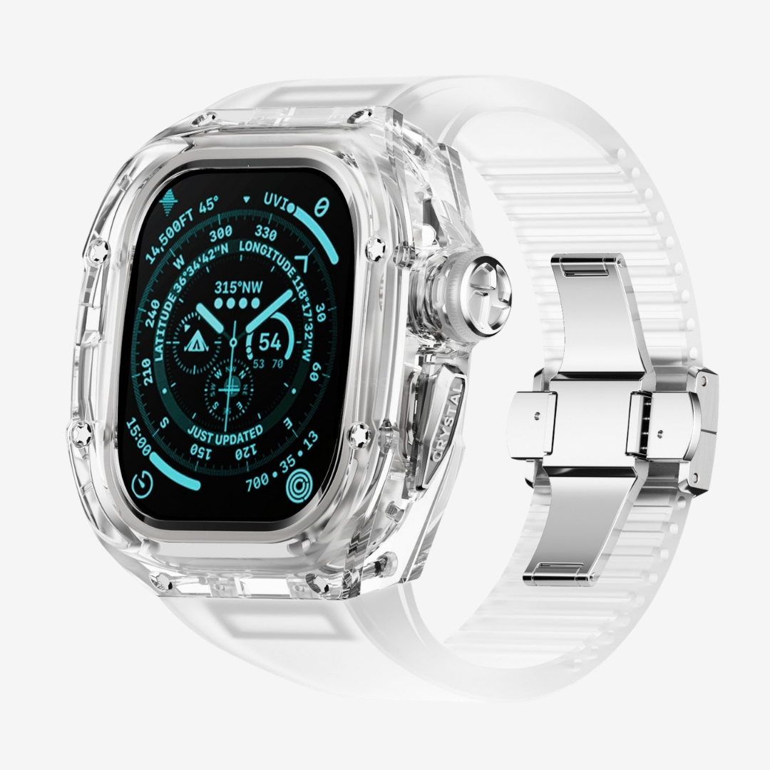 RM Crystaluxe Series - Fluororubber Band Crystal Case Retrofit Kit For Apple Watch - Watch Case
