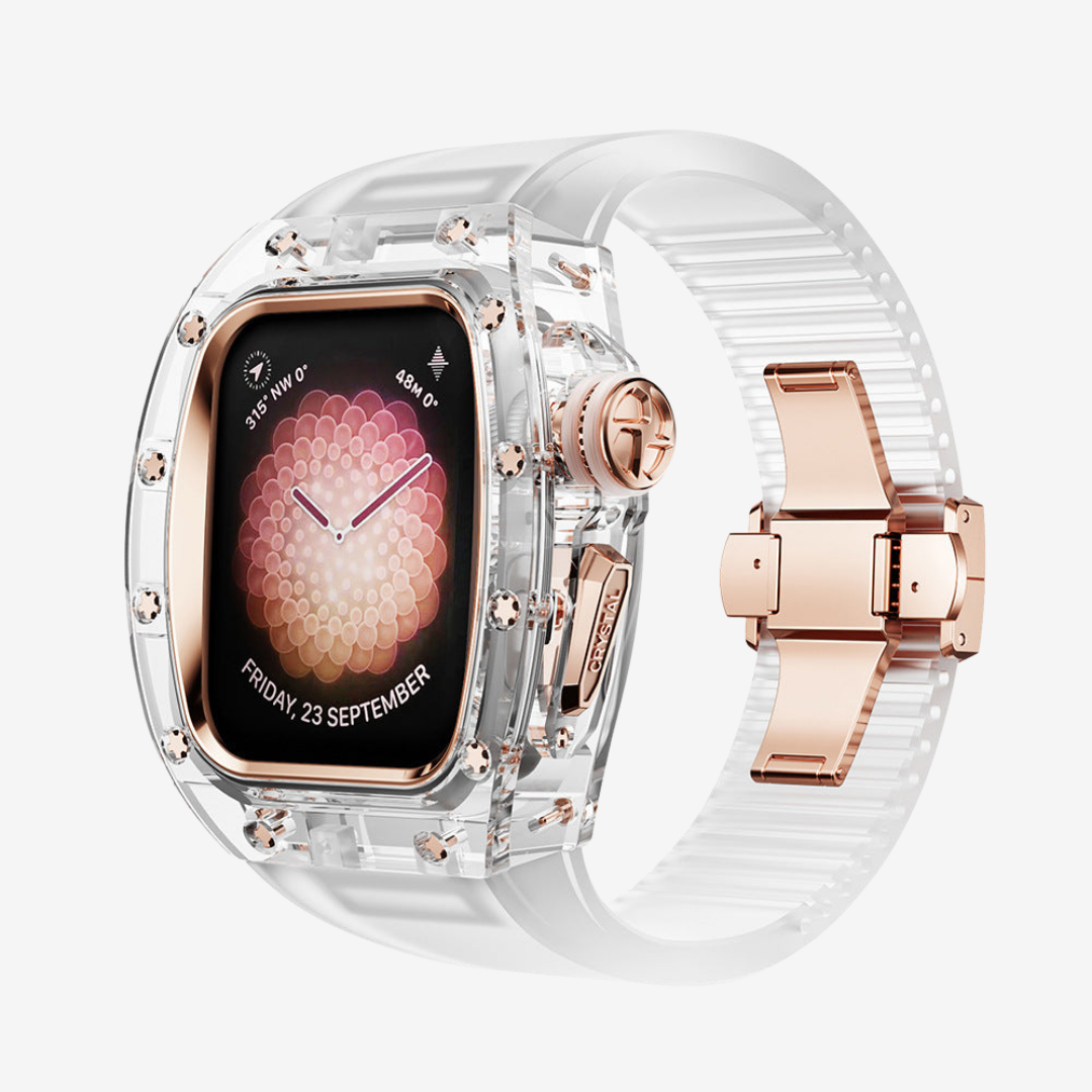 RM Crystaluxe Series - Fluororubber Band Crystal Case Retrofit Kit For Apple Watch - Watch Case