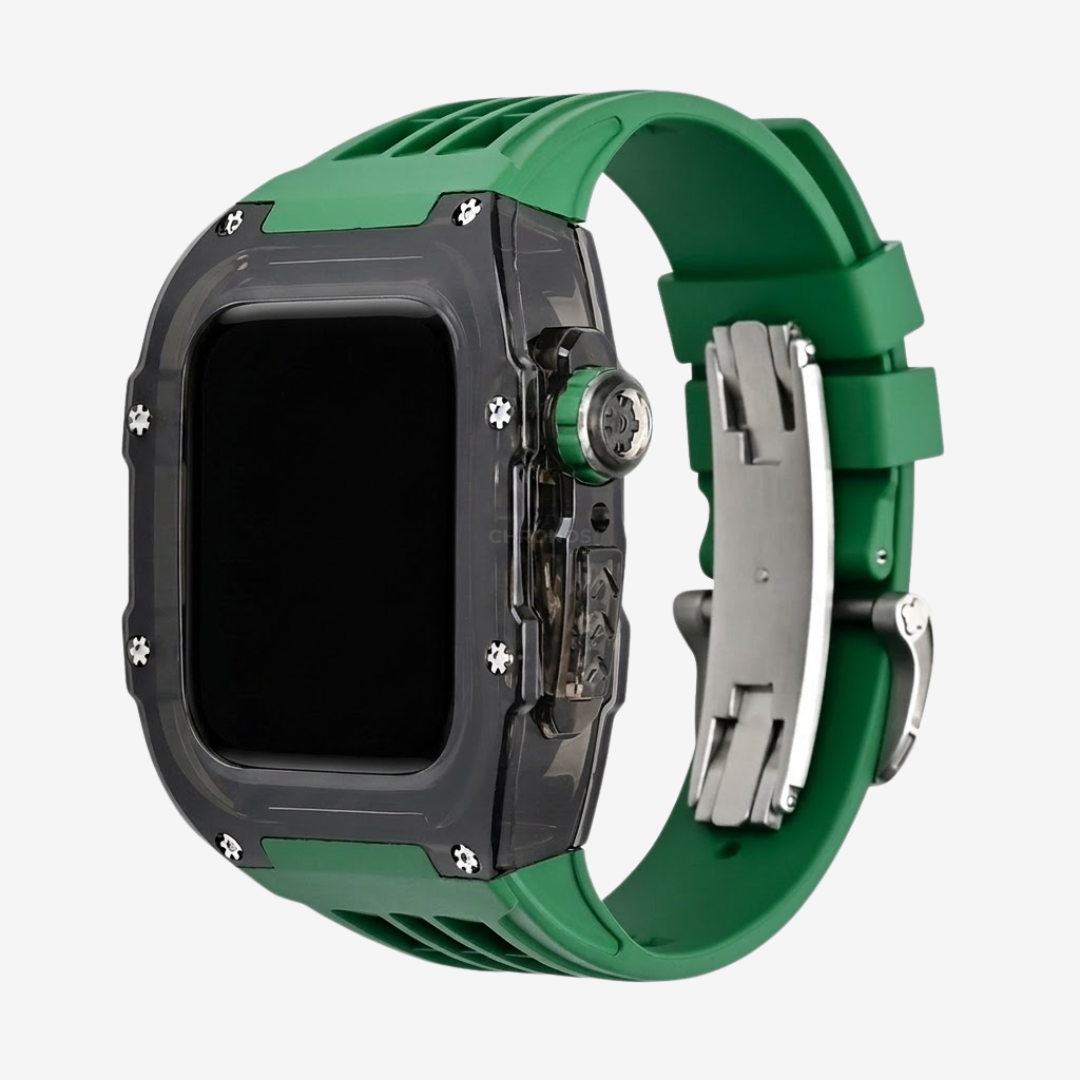 RM V30 Glacier Series Fluororubber Band Black Case Retrofit Kit For Apple Watch - Watch Case