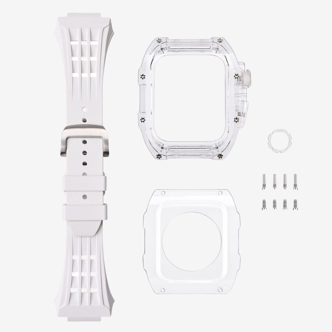 RM V30 Glacier Series Fluororubber Band Black Case Retrofit Kit For Apple Watch - Watch Case