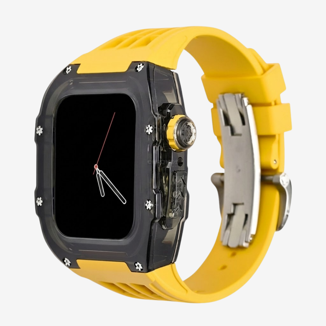 RM V30 Glacier Series Fluororubber Band Black Case Retrofit Kit For Apple Watch - Watch Case