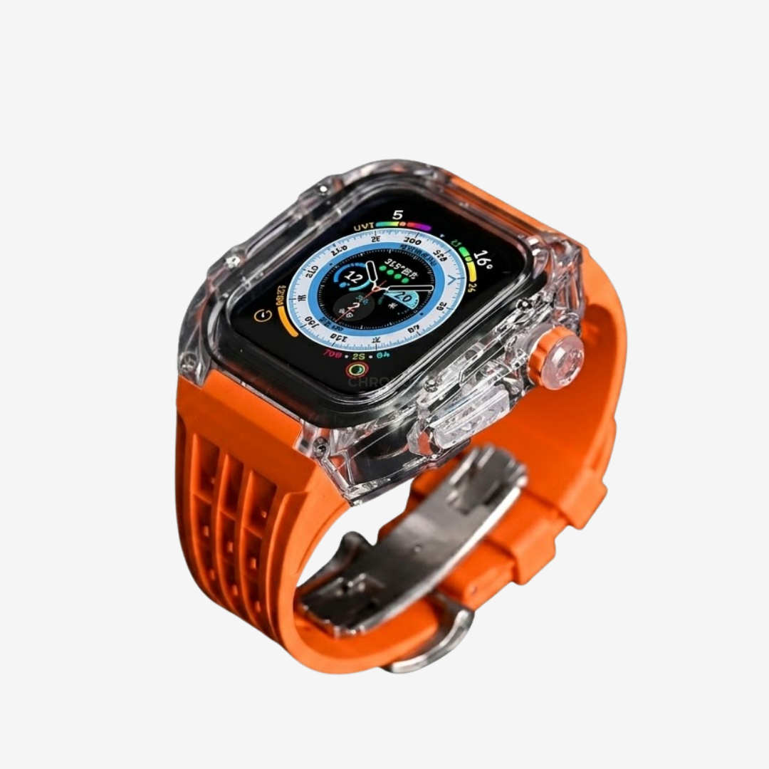 RM V30 Glacier Series Fluororubber Band Transparent Case Retrofit Kit For Apple Watch - Watch Case