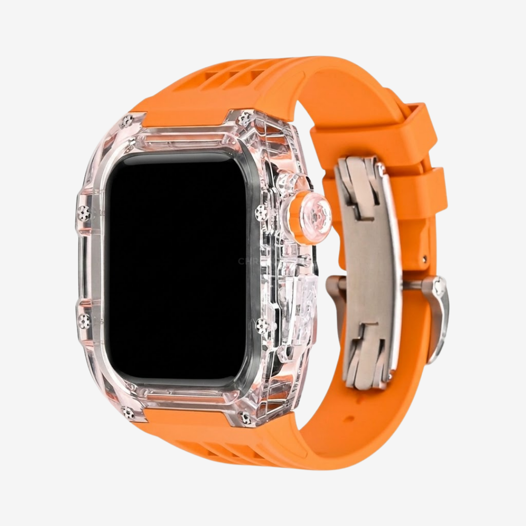 RM V30 Glacier Series Fluororubber Band Transparent Case Retrofit Kit For Apple Watch - Watch Case