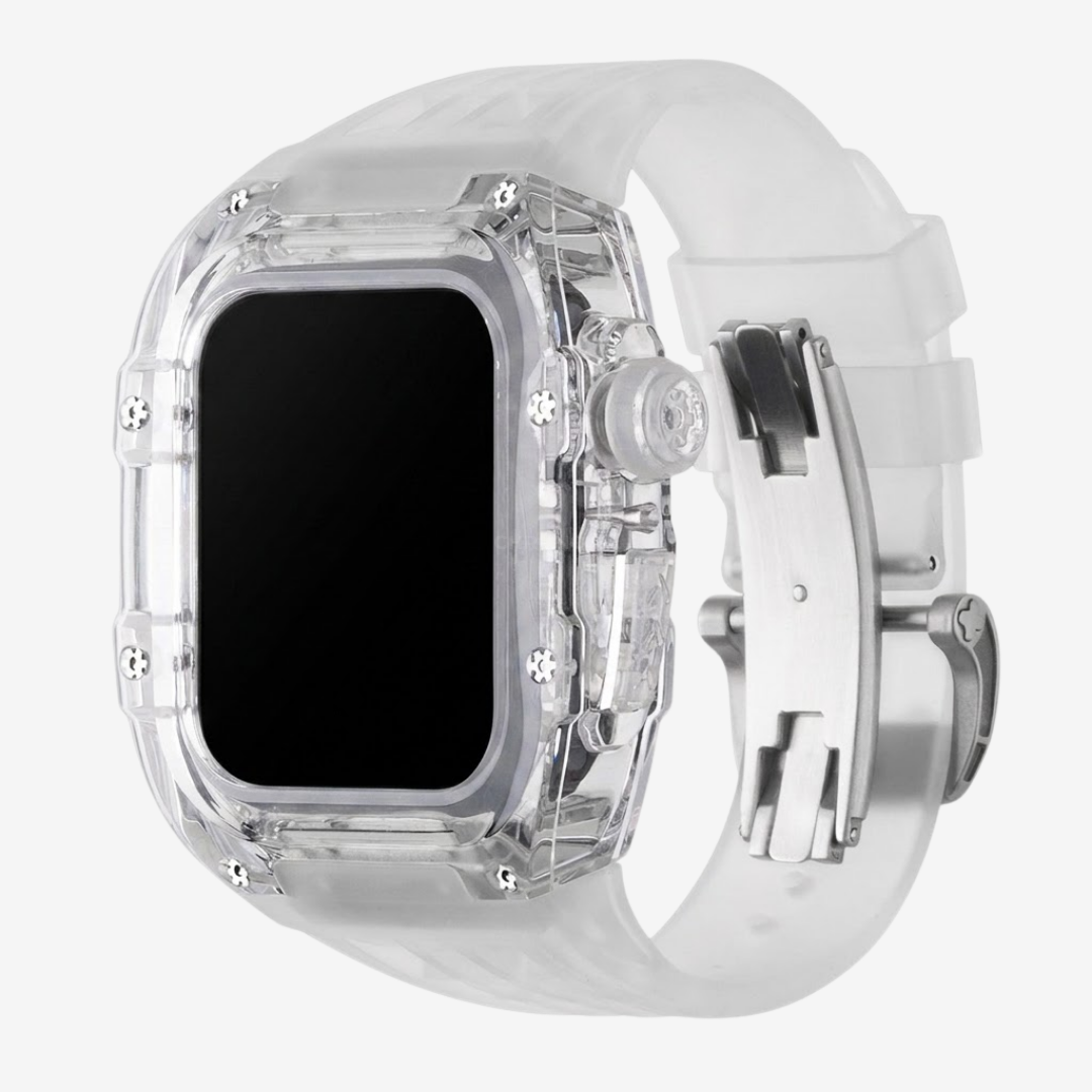 RM V30 Glacier Series Fluororubber Band Transparent Case Retrofit Kit For Apple Watch - Watch Case