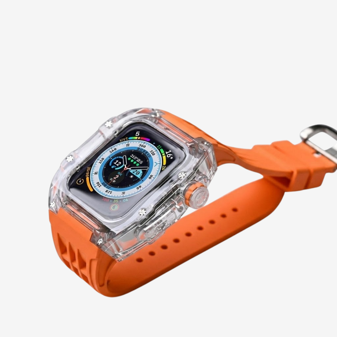 RM V30 Glacier Series Fluororubber Band Transparent Case Retrofit Kit For Apple Watch - Watch Case