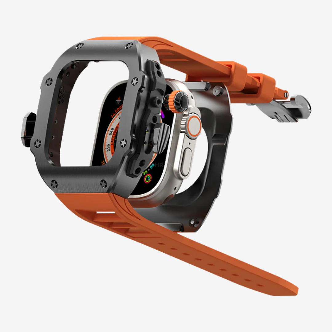 RM Vanguard Series - Fluororubber Band Stainless steel Case For Apple Watch Ultra - Watch Case