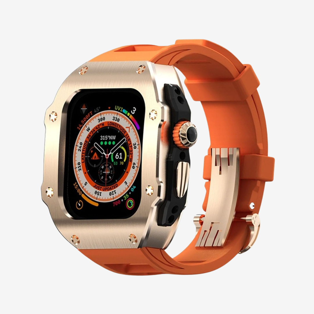 RM Vanguard Series - Fluororubber Band Stainless steel Case For Apple Watch Ultra - Watch Case