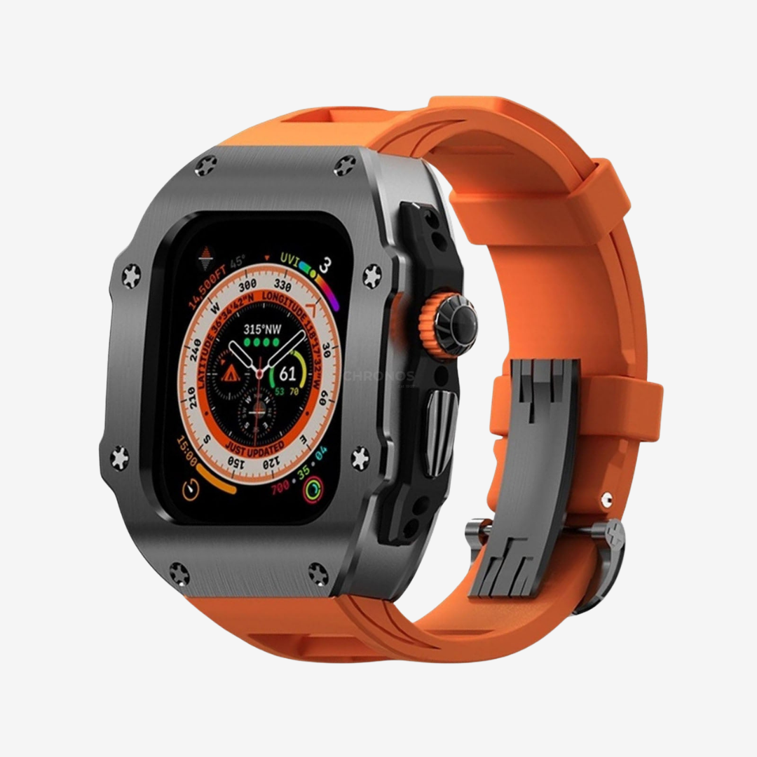 RM Vanguard Series - Fluororubber Band Stainless steel Case For Apple Watch Ultra - Watch Case
