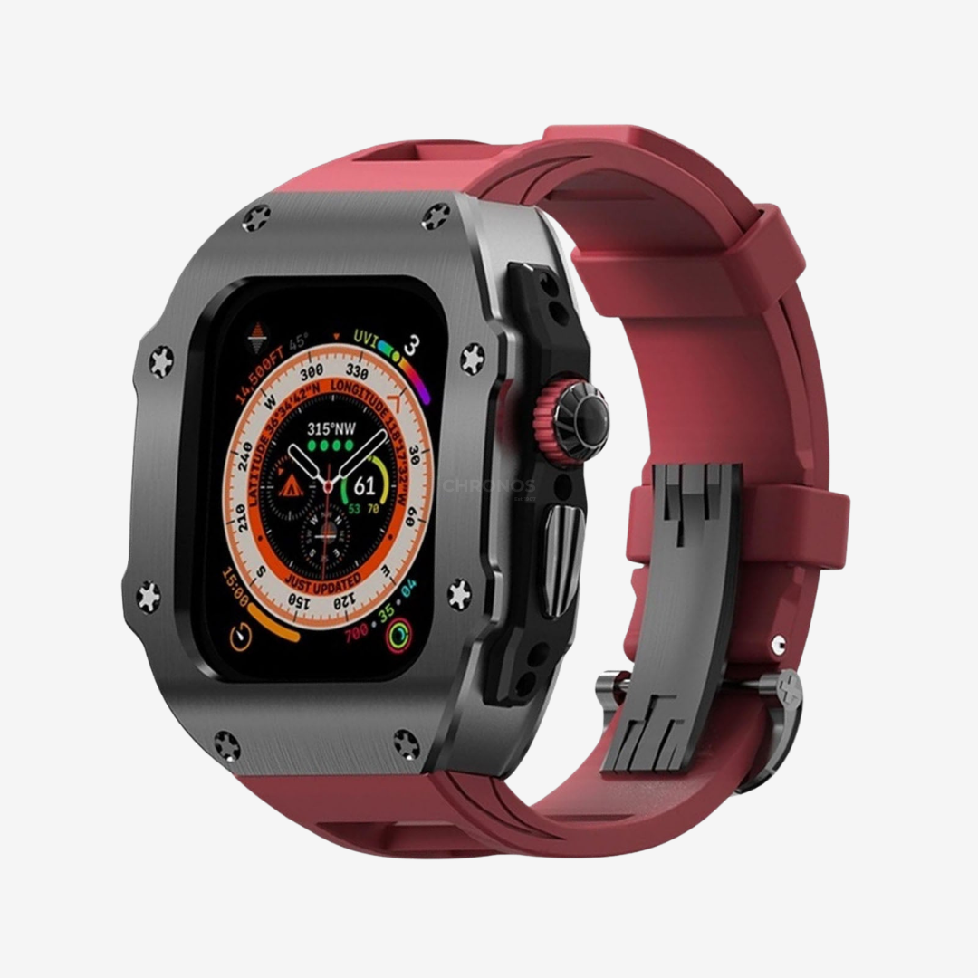 RM Vanguard Series - Fluororubber Band Stainless steel Case For Apple Watch Ultra - Watch Case