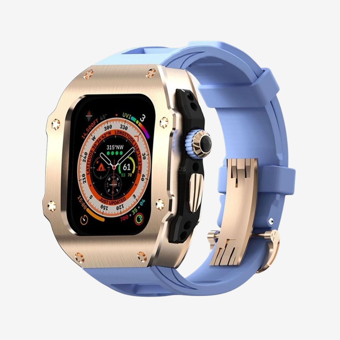 RM Vanguard Series - Fluororubber Band Stainless steel Case For Apple Watch Ultra - Watch Case