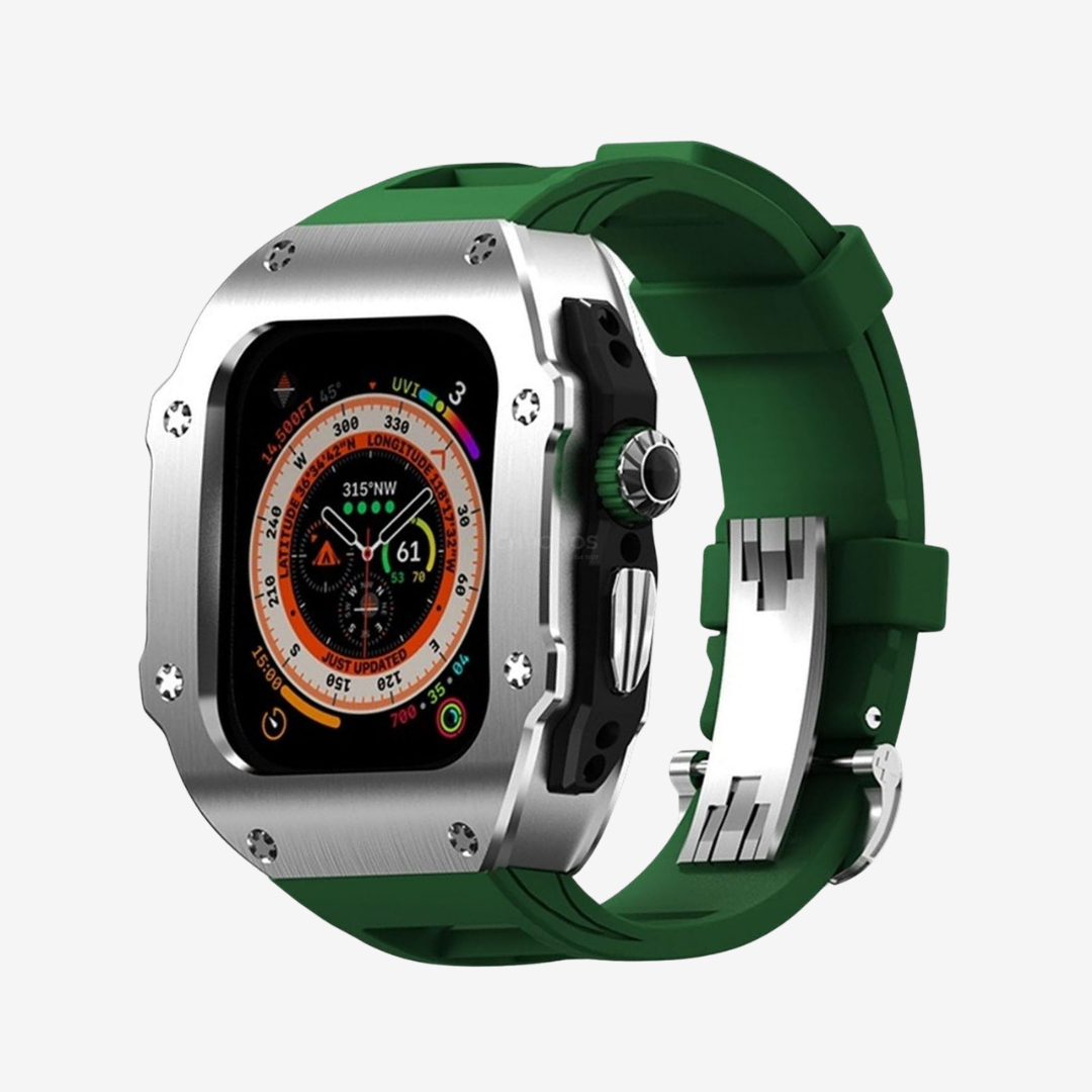RM Vanguard Series - Fluororubber Band Stainless steel Case For Apple Watch Ultra - Watch Case