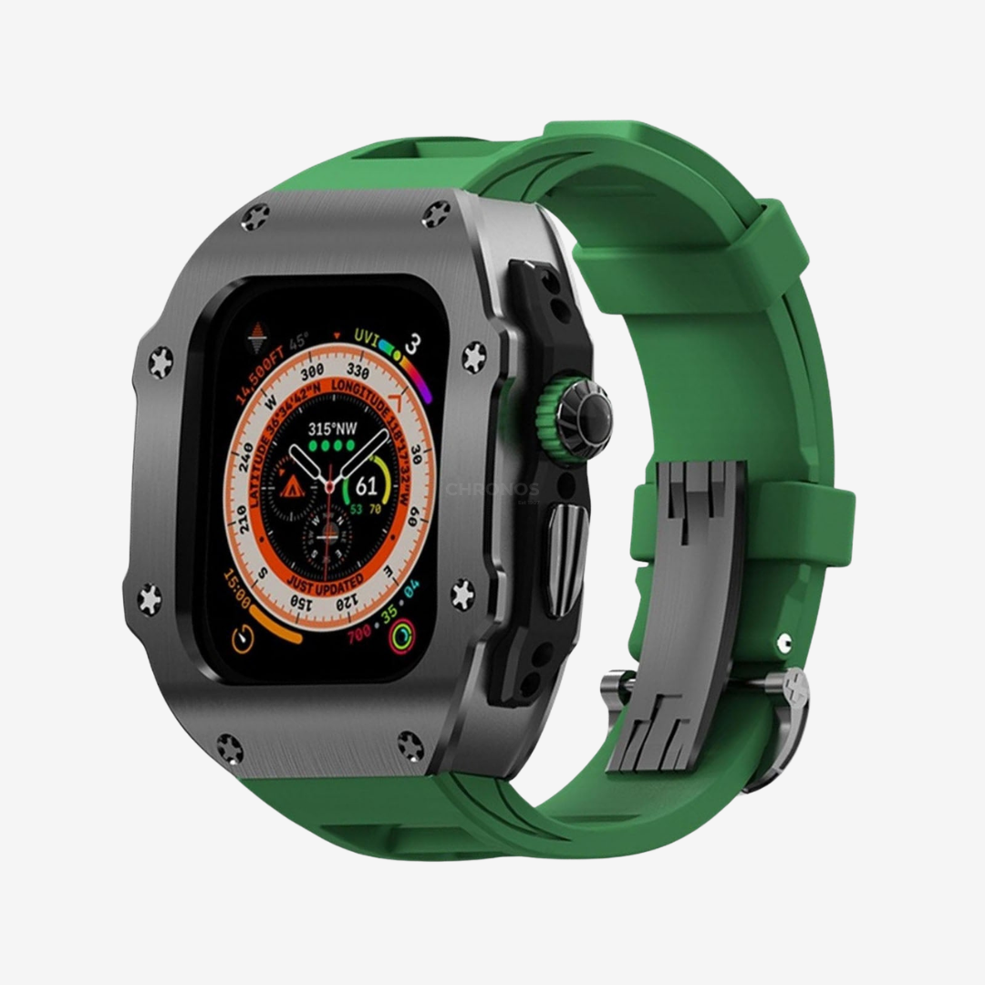RM Vanguard Series - Fluororubber Band Stainless steel Case For Apple Watch Ultra - Watch Case