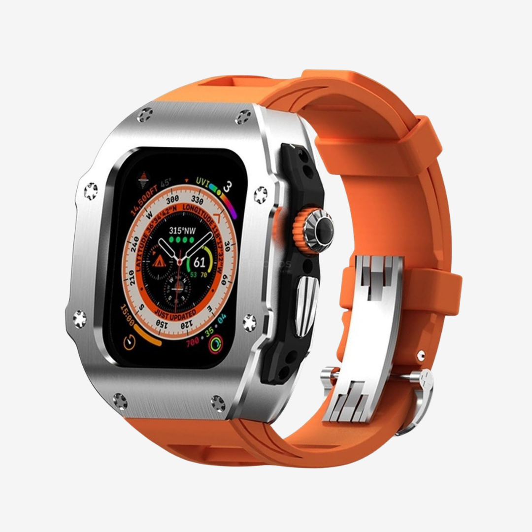 RM Vanguard Series - Fluororubber Band Stainless steel Case For Apple Watch Ultra - Watch Case