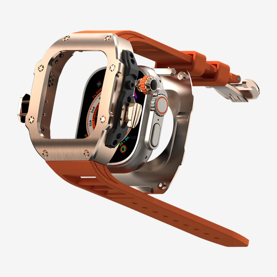 RM Vanguard Series - Fluororubber Band Stainless steel Case For Apple Watch Ultra - Watch Case