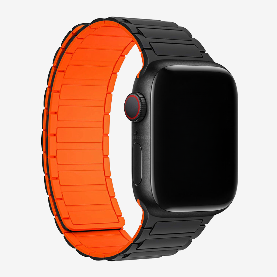 Silicone Magnetic Loop Band For Apple Watch - Black & Orange / 40mm/41mm/42mm - Watch Band