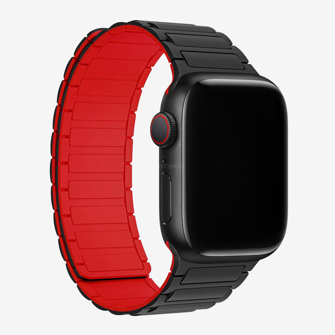 Silicone Magnetic Loop Band For Apple Watch - Black & Red / 40mm/41mm/42mm - Watch Band