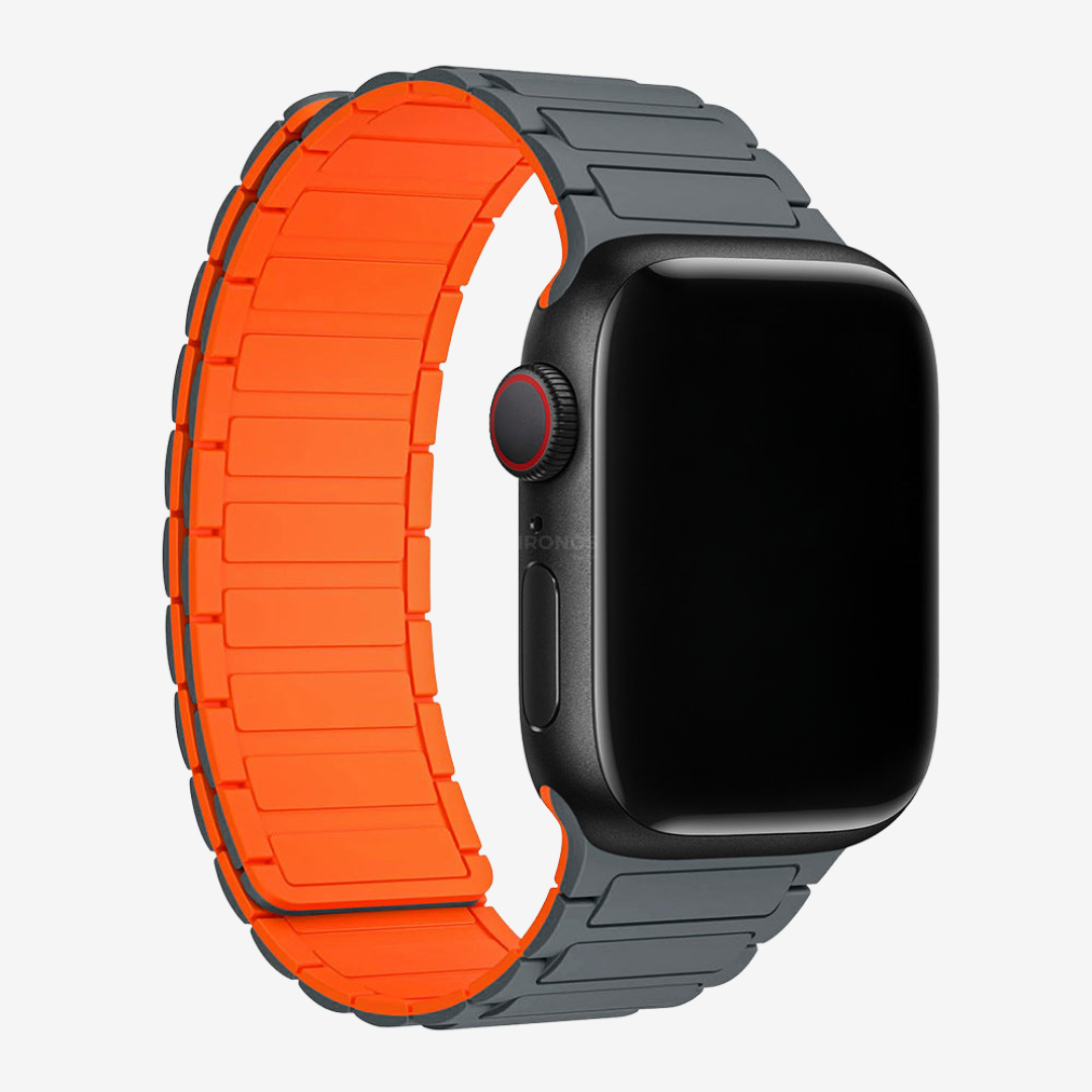 Silicone Magnetic Loop Band For Apple Watch - Gray & Orange / 40mm/41mm/42mm - Watch Band