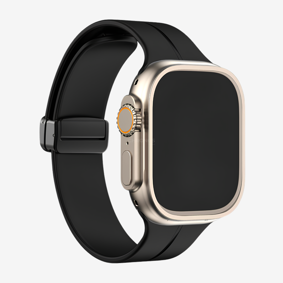 Simple Silicone Magnetic Folding Band For Apple Watch - Black / 44mm/45mm/46mm/49mm - Watch Band