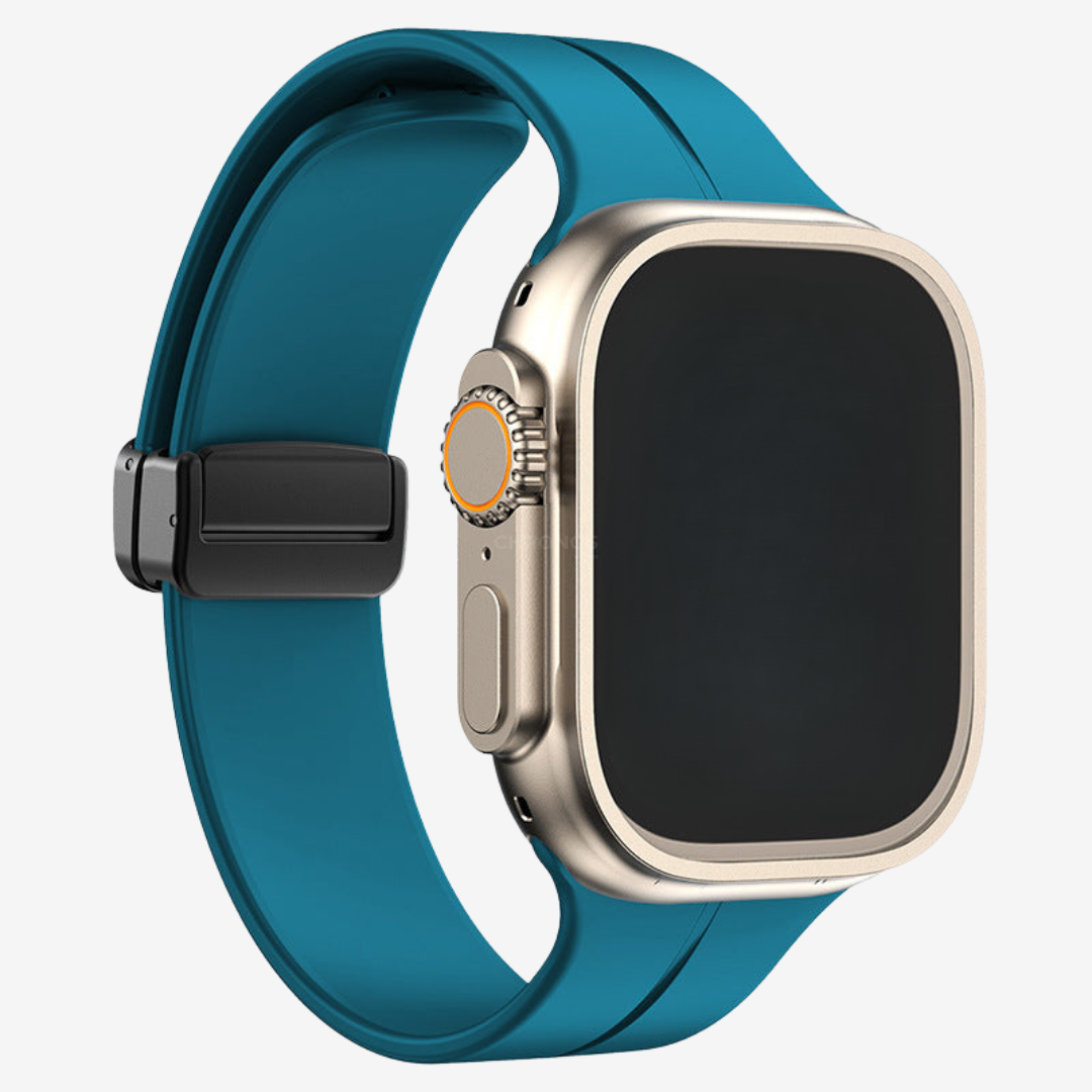 Simple Silicone Magnetic Folding Band For Apple Watch - Blue / 44mm/45mm/46mm/49mm - Watch Band