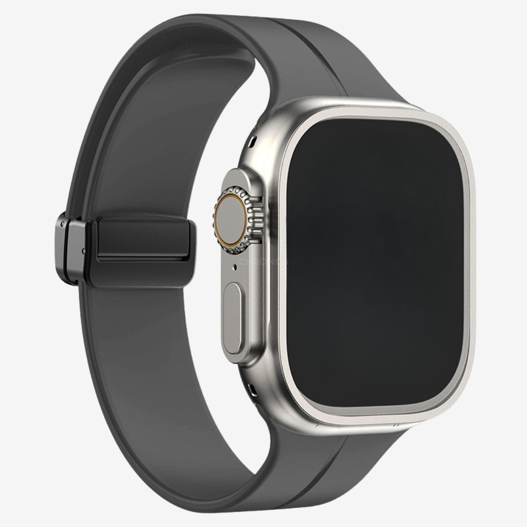 Simple Silicone Magnetic Folding Band For Apple Watch - Gray / 44mm/45mm/46mm/49mm - Watch Band