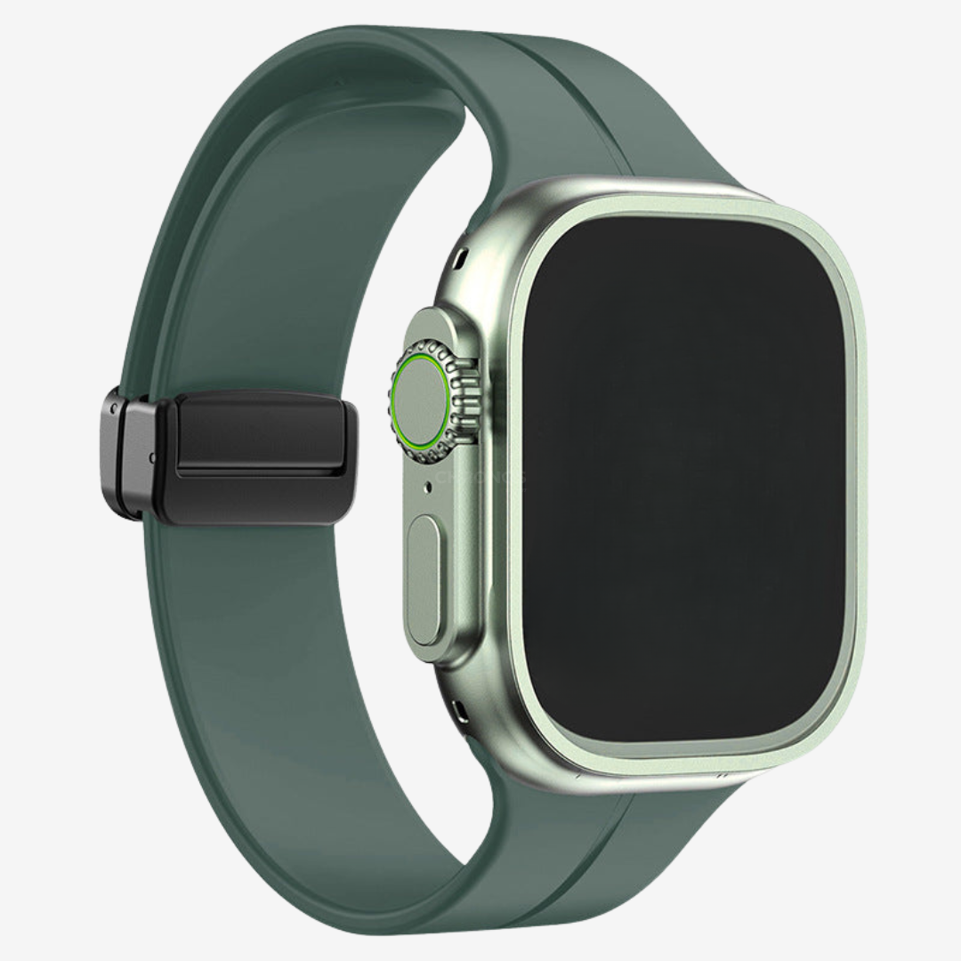 Simple Silicone Magnetic Folding Band For Apple Watch - Green / 44mm/45mm/46mm/49mm - Watch Band
