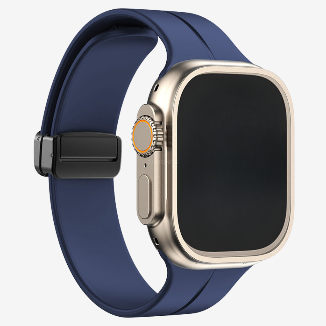 Simple Silicone Magnetic Folding Band For Apple Watch - Midnight Blue / 44mm/45mm/46mm/49mm - Watch Band