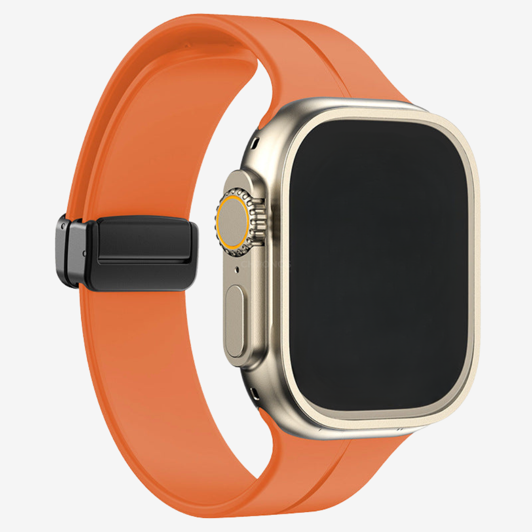 Simple Silicone Magnetic Folding Band For Apple Watch - Orange / 44mm/45mm/46mm/49mm - Watch Band