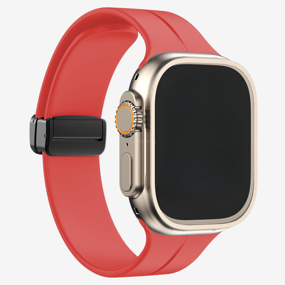Simple Silicone Magnetic Folding Band For Apple Watch - Red / 44mm/45mm/46mm/49mm - Watch Band