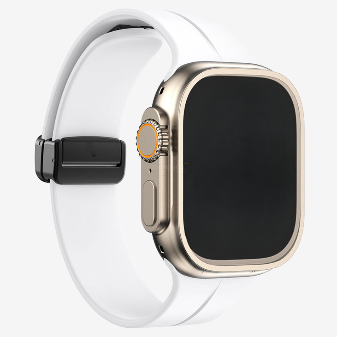 Simple Silicone Magnetic Folding Band For Apple Watch - White / 44mm/45mm/46mm/49mm - Watch Band