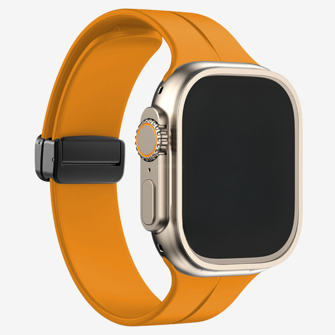 Simple Silicone Magnetic Folding Band For Apple Watch - Yellow / 44mm/45mm/46mm/49mm - Watch Band