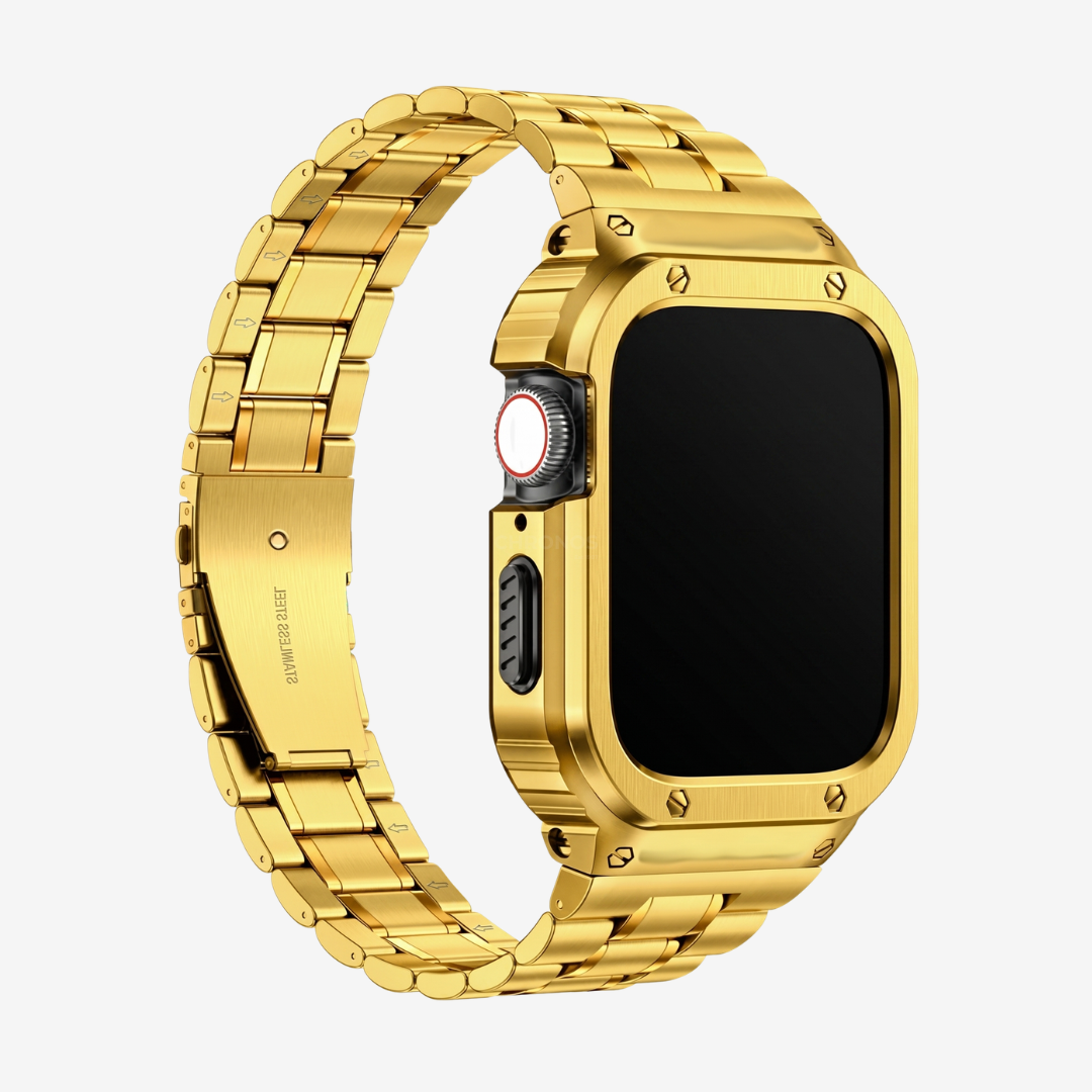 Stainless Steel Band With Case For Apple Watch - Gold / Series 10/11-46mm - Watch Case