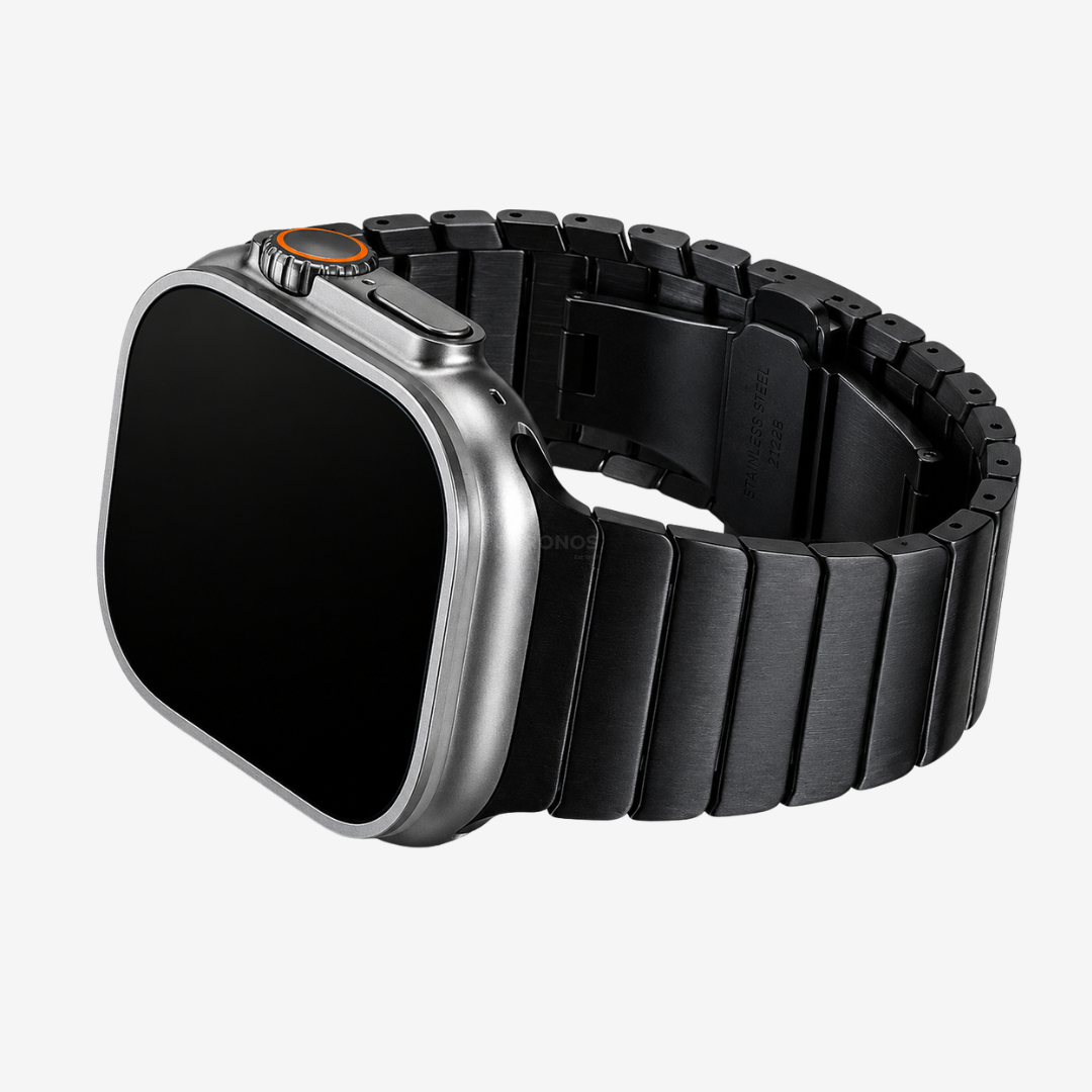 Stainless Steel Butterfly Buckle Band For Apple Watch - Black / 44mm/45mm/46mm/49mm - Watch Band