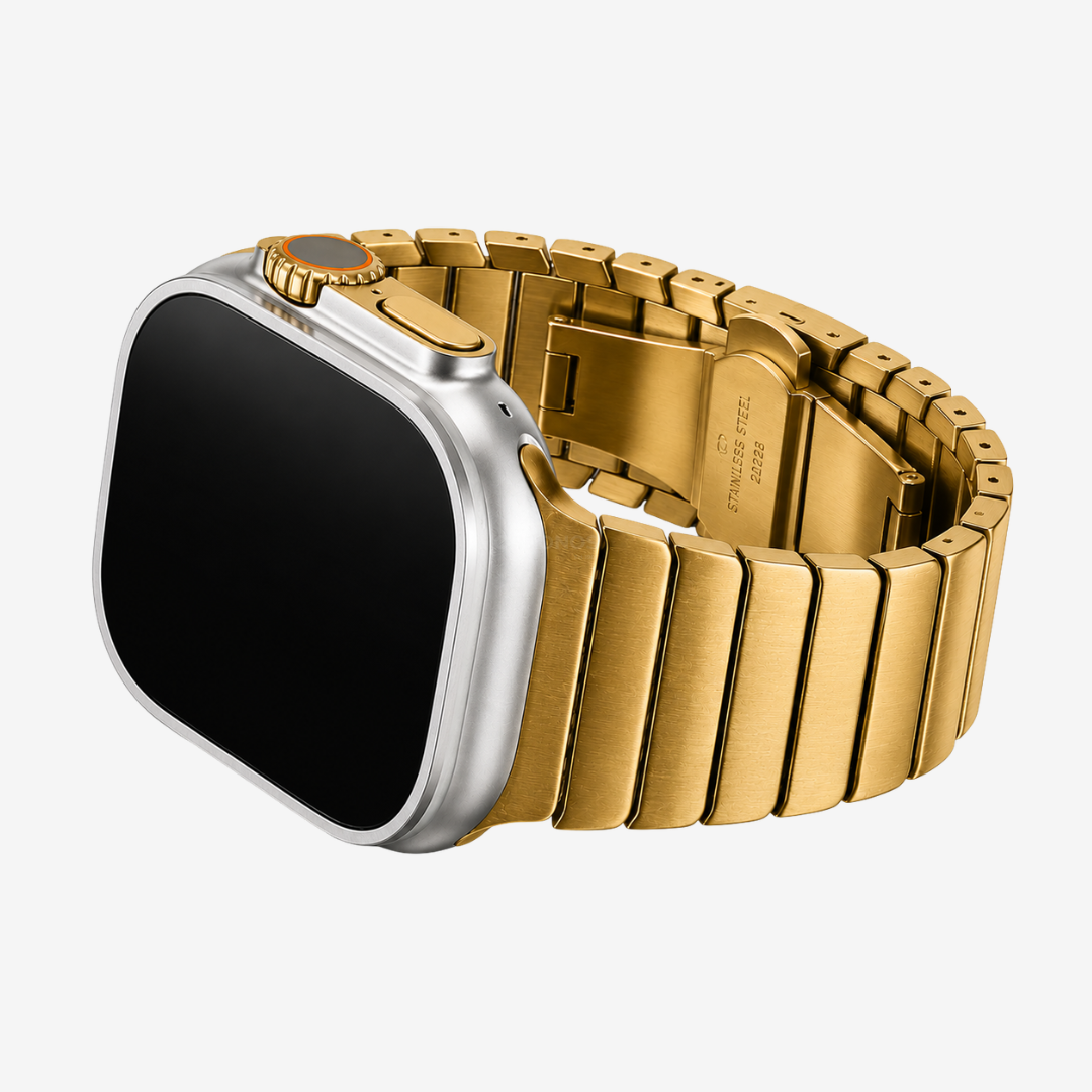 Stainless Steel Butterfly Buckle Band For Apple Watch - Gold / 44mm/45mm/46mm/49mm - Watch Band