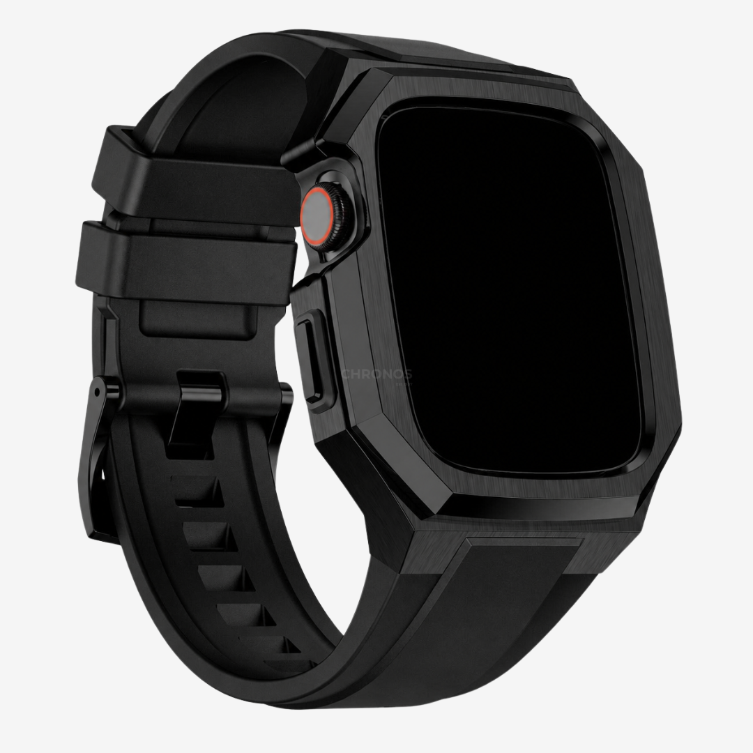 Stainless Steel Case With Rubber Band for Apple Watch - Black / Series Ultra/Ultra2/Ultra3-49mm - Watch Case