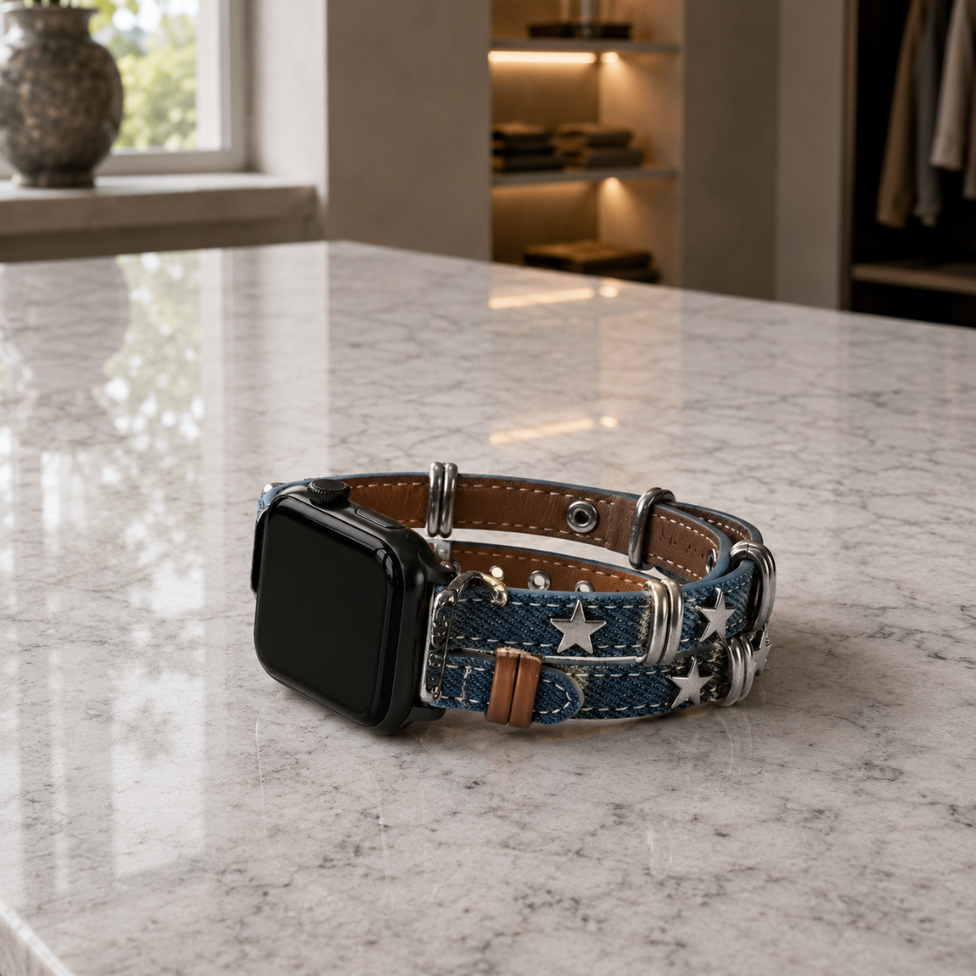 Starlight Rivet Leather Apple Watch Band - Watch Band